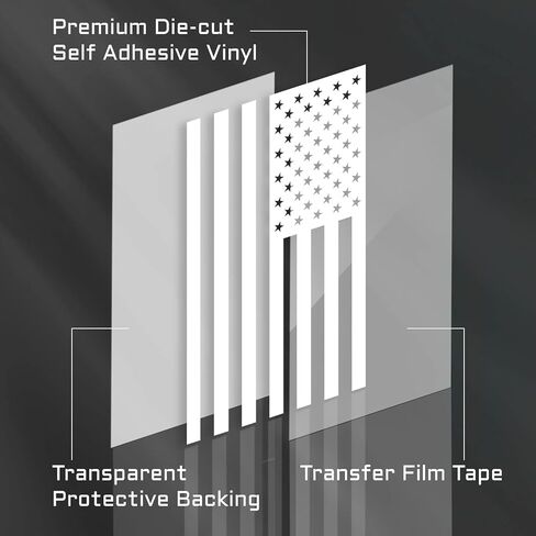 Die Cut Subdued Matte White American Flag Sticker 3" X 5" Tactical Military Flag USA Decal Great for Car, Hard Hat. Car Vinyl Window Bumper Decal Sticker (1 Pair) in Kuwait