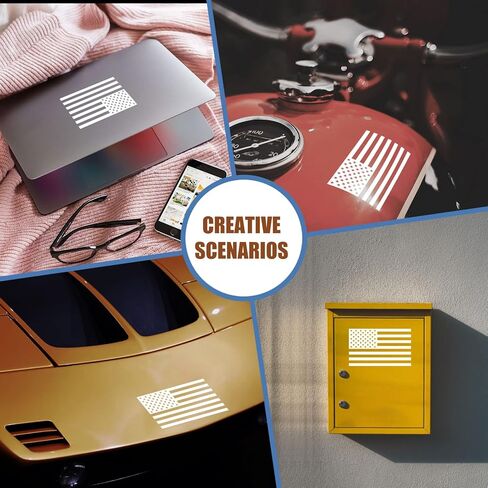 Die Cut Subdued Matte White American Flag Sticker 3" X 5" Tactical Military Flag USA Decal Great for Car, Hard Hat. Car Vinyl Window Bumper Decal Sticker (1 Pair) in Kuwait