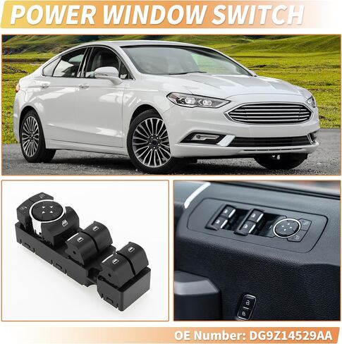 X AUTOHAUX الجبهة اليسرى سائق الجانب نافذة السلطة التبديل نافذة التحكم التبديل رقم DG9Z14529AA لفورد فيوجن 2013-2020 أسود in Saudi Arabia