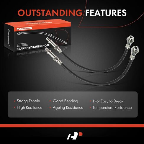 A-Premium Brake Hydraulic Hose Compatible with Dodge Models - D100 1975, D100 Pickup 1974, D200 1975, D200 Pickup 1974, M300 1974, M350 1974, P200 Van 1973-1974, W100 1975, W100 Pickup 1974, Pack of 2 in Saudi Arabia