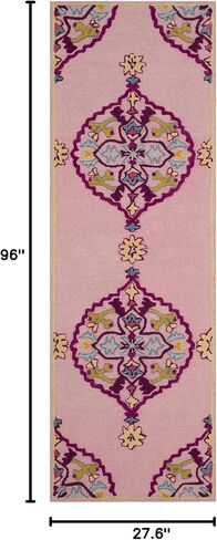 SAFAVIEH Bellagio Collection 2' 3" x 8' Pink/Multi BLG605A Handmade Medallion Premium Wool Entryway Foyer Living Room Bedroom Kitchen Runner Rug in Saudi Arabia