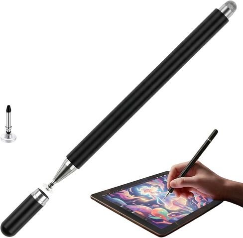 أقلام لمس لشاشات اللمس، قرص مغناطيسي 2 في 1 وقلم لمس من الألياف لجهاز iPad مع غطاء مغناطيسي، متوافق مع جميع شاشات اللمس - أطراف قرص بديلة مجانية، أبيض in Saudi Arabia