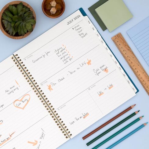 Blue Sky 2026-2027 Weekly and Monthly Academic Year Planner Calendar, July 2026 - June 2027, 8.5" x 11", Flexible Cover, Wirebound, Storage Pocket, Bakah Blue in Saudi Arabia