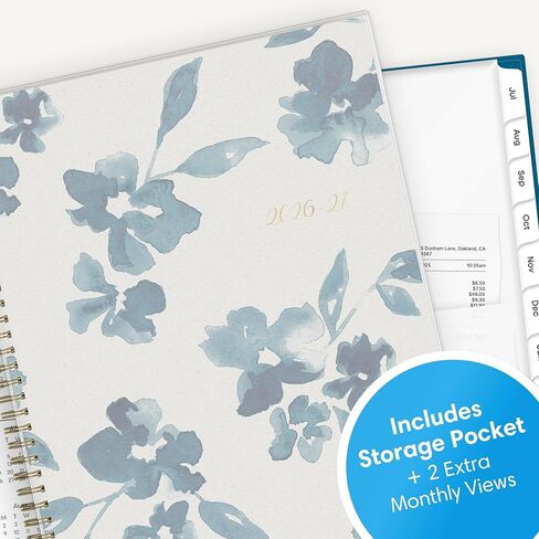 Blue Sky 2026-2027 Weekly and Monthly Academic Year Planner Calendar, July 2026 - June 2027, 8.5" x 11", Flexible Cover, Wirebound, Storage Pocket, Bakah Blue in Saudi Arabia