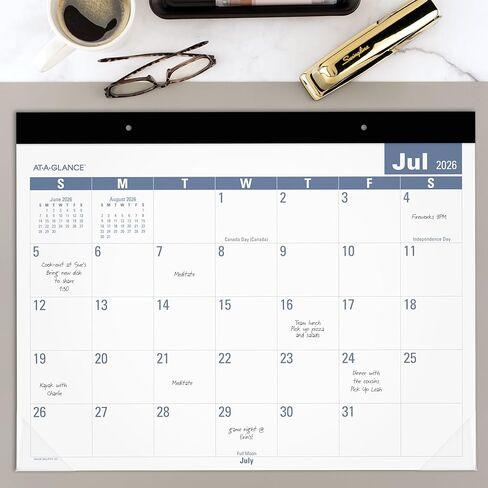 AT-A-GLANCE Desk Calendar 2026-2027 Planning Pad, Academic 12-Month July-June, Monthly, 21-3/4" x 17" Standard, Easy-to-Read, Unruled Daily Blocks (SKLPAY32) in Saudi Arabia