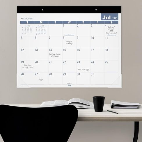 AT-A-GLANCE Desk Calendar 2026-2027 Planning Pad, Academic 12-Month July-June, Monthly, 21-3/4" x 17" Standard, Easy-to-Read, Unruled Daily Blocks (SKLPAY32) in Saudi Arabia