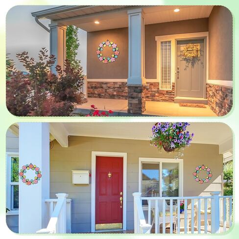 Silkfly Metal Flowers Wreath Colorful Flowers Wreath for All Seasons Porch Living Room Bedroom Window Door Wall Farmhouse Home Indoor Outdoor Decoration in Saudi Arabia