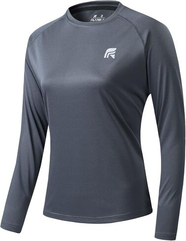 قمصان رياضية بأكمام طويلة للنساء، قمصان رياضية بعامل حماية من الأشعة فوق البنفسجية 50+، قمصان رياضية سريعة الجفاف وجيدة التهوية للمشي لمسافات طويلة والجري in Kuwait