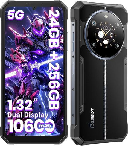 هاتف ذكي متين FOSSIBOT F109 5G مفتوح، سعة تخزين 24 جيجابايت + 256 جيجابايت، شريحة MTK 6300 هاتف خلوي متين، بطارية Android 14,10600 مللي أمبير، شاشة FHD 6.745 بوصة، كاميرا 50 ميجابكسل + 16 ميجابكسل + 5 ميجابكسل IP68/IP69K، NFC in Kuwait
