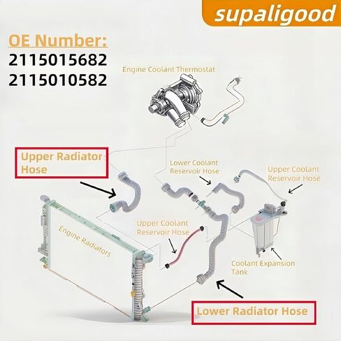 Engine Upper Radiator Hose Replacement for Mercedes-Benz E500 5.0L V8 2003-2006, for Benz CLS500 5.0L V8 2006, No. A2115015682 Automotive Leak-Resistant Top Coolant Water Hose Pipe (1pcs) in Kuwait