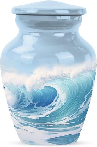 Crashing Ocean Waves - Large Urns for Human Ashes Adult - Cremation Urns for Human Ashes Adult Female - Ashes Holder (10inch), Natural in Saudi Arabia