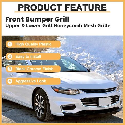 Front Bumper Upper Lower Grille For 2016 2017 2018 Chevy Malibu L/LS/LT Honeycomb Mesh Grill in Kuwait