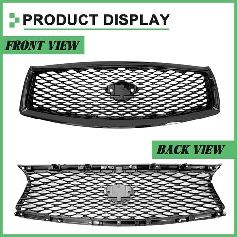 Gloss Black Grille For Infiniti Q50 Front Hood Upper Mesh Bumper Grill W/Camera Hole 2014 2015 2016 2017 in Kuwait