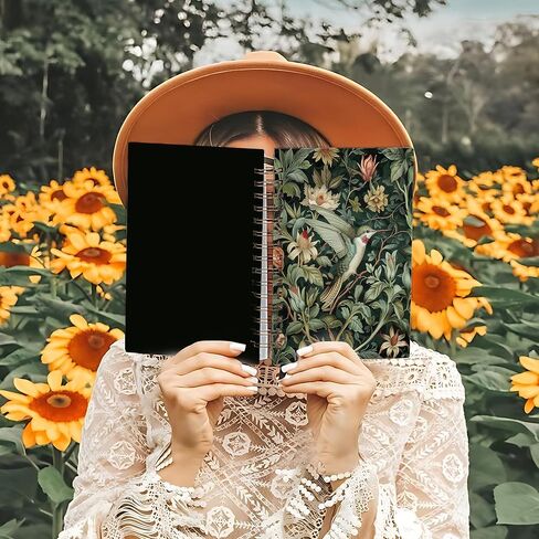nipil Green Hummingbird Bird Floral Notebook Journal، Green Bird Flower William Morris دفاتر الملاحظات الجمالية لتدوين الملاحظات، هدايا الطائر الطنان للنساء، مجلة دفتر دوامة غلاف فني، 5.5 × 8.3 بوصة in Saudi Arabia
