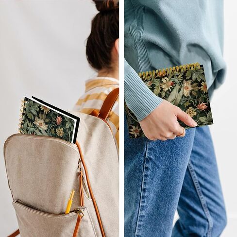 nipil Green Hummingbird Bird Floral Notebook Journal، Green Bird Flower William Morris دفاتر الملاحظات الجمالية لتدوين الملاحظات، هدايا الطائر الطنان للنساء، مجلة دفتر دوامة غلاف فني، 5.5 × 8.3 بوصة in Saudi Arabia