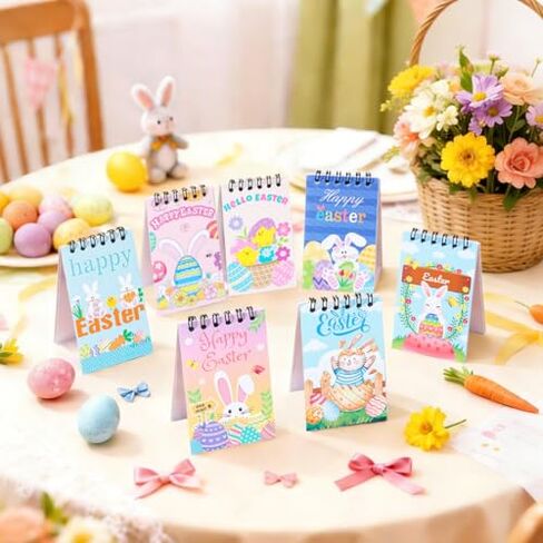 8 Pcs Happy Easter Spiral Notebooks, Easter Egg Bunny Design Mini Spiral Journals with Blank Pages, Portable Pocket Notebooks Coil Notepads for Kids School Office Daily Note Taking, 2.36x3.94 Inch in Saudi Arabia