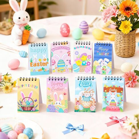 8 Pcs Happy Easter Spiral Notebooks, Easter Egg Bunny Design Mini Spiral Journals with Blank Pages, Portable Pocket Notebooks Coil Notepads for Kids School Office Daily Note Taking, 2.36x3.94 Inch in Saudi Arabia