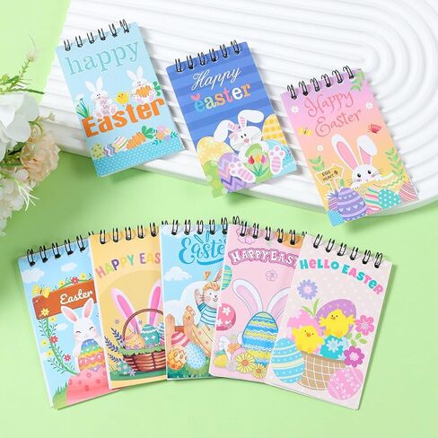 8 Pcs Happy Easter Spiral Notebooks, Easter Egg Bunny Design Mini Spiral Journals with Blank Pages, Portable Pocket Notebooks Coil Notepads for Kids School Office Daily Note Taking, 2.36x3.94 Inch in Saudi Arabia