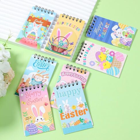8 Pcs Happy Easter Spiral Notebooks, Easter Egg Bunny Design Mini Spiral Journals with Blank Pages, Portable Pocket Notebooks Coil Notepads for Kids School Office Daily Note Taking, 2.36x3.94 Inch in Saudi Arabia