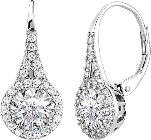 Moissanite Drop Earrings, 2.28Ct, D Color, VVS1, 925 Sterling Silver Dangle Drop Earrings for Women Hypoallergenic Moissanite Leverback Dangle Earrings, Delicate Wedding Birthday Jewelry Gifts in Saudi Arabia