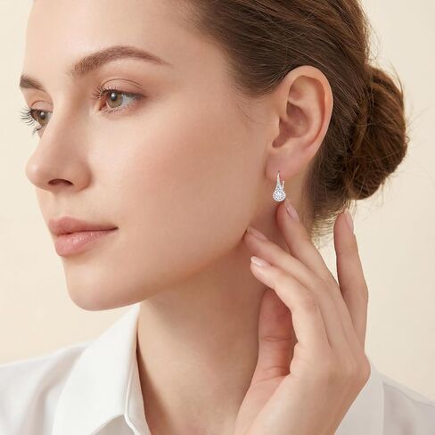 Moissanite Drop Earrings, 2.28Ct, D Color, VVS1, 925 Sterling Silver Dangle Drop Earrings for Women Hypoallergenic Moissanite Leverback Dangle Earrings, Delicate Wedding Birthday Jewelry Gifts in Saudi Arabia
