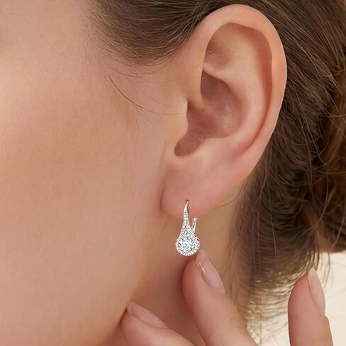 Moissanite Drop Earrings, 2.28Ct, D Color, VVS1, 925 Sterling Silver Dangle Drop Earrings for Women Hypoallergenic Moissanite Leverback Dangle Earrings, Delicate Wedding Birthday Jewelry Gifts in Saudi Arabia