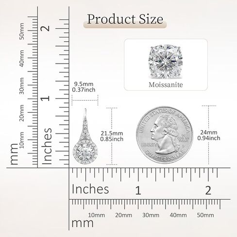 Moissanite Drop Earrings, 2.28Ct, D Color, VVS1, 925 Sterling Silver Dangle Drop Earrings for Women Hypoallergenic Moissanite Leverback Dangle Earrings, Delicate Wedding Birthday Jewelry Gifts in Saudi Arabia