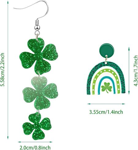St. Patrick's Day Earrings for Women - Irish Shamrock Acrylic Dangle Earrings, U-shaped earrings Drop Earrings for Irish Festival (2PCS) in Saudi Arabia