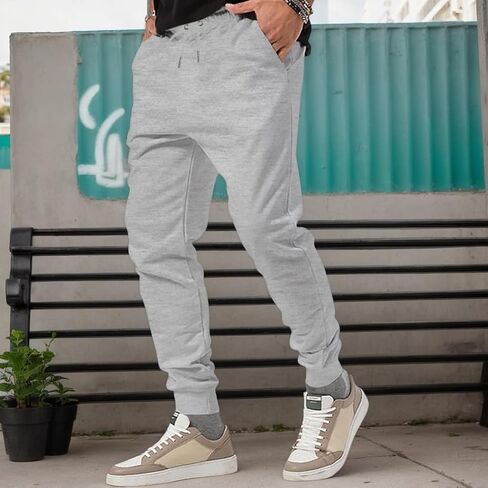 Mens Casual Sweatpants Gym Athletic Jogger Pants Drawstring Elastic Waist Lounge Trousers with Pockets in Saudi Arabia