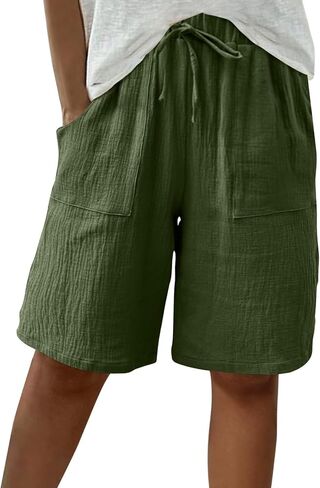 SHAOBGE Bermuda Shorts for Women 2026 - Knee Length High Waisted Baggy Shorts Cotton Linen Summer Casual Lounge Outfits in Saudi Arabia