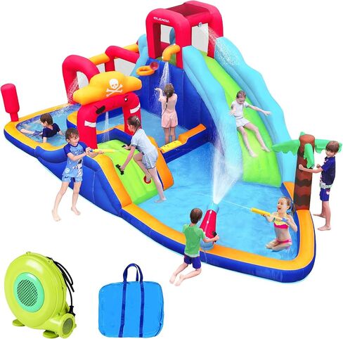 ELEMARA XL Inflatable Bounce House, 7 in 1 Bouncy House with Blower, Kids Bounce House with Slide,Jumping Area,Baseball/Soccer Area,Basketball Hoop,Climbing Wall, Jumping Castle for Indoor Outdoor in Kuwait