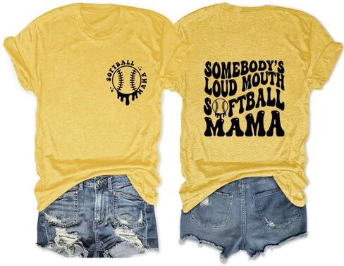 تي شيرت حريمي لشخص ما بصوت عالٍ كرة لينة ماما بأكمام قصيرة ورقبة دائرية تي شيرت غير رسمي تي شيرت علوي للأم والأم هدية رياضية in Kuwait