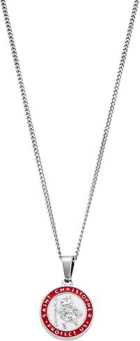 CRAFTD - Enamel St. Christopher Pendant Necklace - 18K Gold & 316L Stainless Steel - 20.5" Cuban Chain with 20MM x 20MM Pendant - Waterproof, Heat & Sweat Resistant - Men's Jewelry in Kuwait