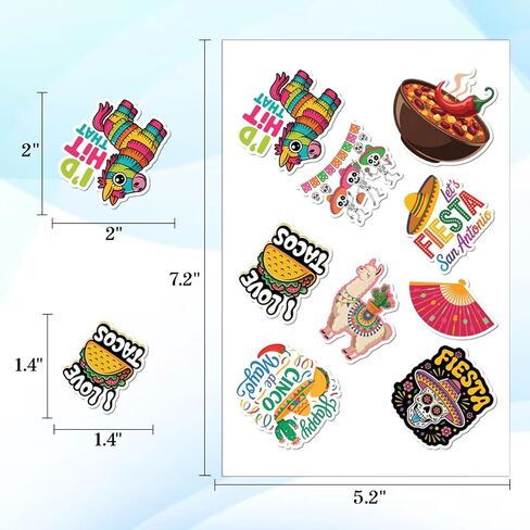 100pcs Mexican Fiesta Stickers, Cinco De Mayo Sticker Waterproof Vinyl Perfect for Phone Cases, Laptops, Luggage, Birthday Parties, Picnic Crafts, and Daily Decoration in Kuwait
