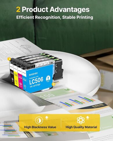 LC506 Ink Cartridges Compatible for Brother LC506 Ink Cartridges LC506XL LC 506 XL Series Inks Work for Brother MFC-J4355DW MFC-J4555DW MFC-J4557DW Printer (4 Pack, Black, Cyan, Magenta, Yellow) in Kuwait