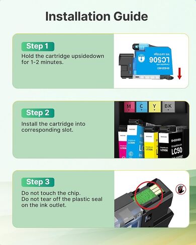 LC506 Ink Cartridges Compatible for Brother LC506 Ink Cartridges LC506XL LC 506 XL Series Inks Work for Brother MFC-J4355DW MFC-J4555DW MFC-J4557DW Printer (4 Pack, Black, Cyan, Magenta, Yellow) in Kuwait