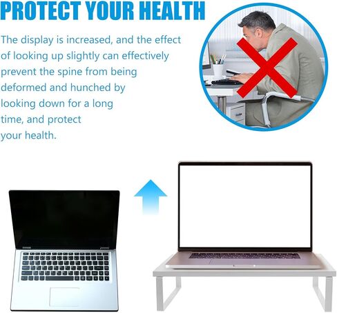 Monitor Riser Stand with Desk Organizer for Office and Home Use Stable Laptop and Computer Monitor Stand Riser White 40X20X8Cm for Workspace in Saudi Arabia