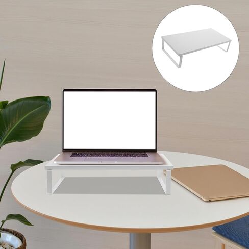 Monitor Riser Stand with Desk Organizer for Office and Home Use Stable Laptop and Computer Monitor Stand Riser White 40X20X8Cm for Workspace in Saudi Arabia