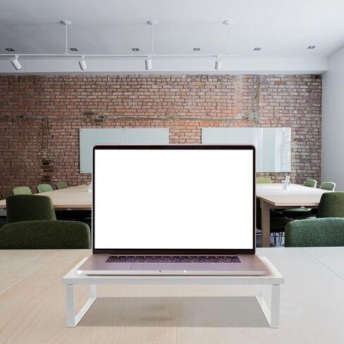 Monitor Riser Stand with Desk Organizer for Office and Home Use Stable Laptop and Computer Monitor Stand Riser White 40X20X8Cm for Workspace in Saudi Arabia
