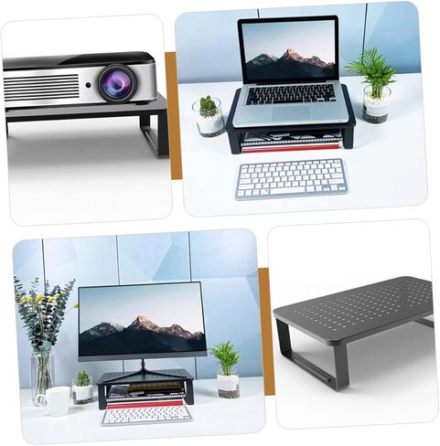 jojofuny Monitor Riser with Ergonomic Laptop Stand for Desk Space-saving Desktop Organizer with Heat Dissipation for Office and Home Use in Saudi Arabia