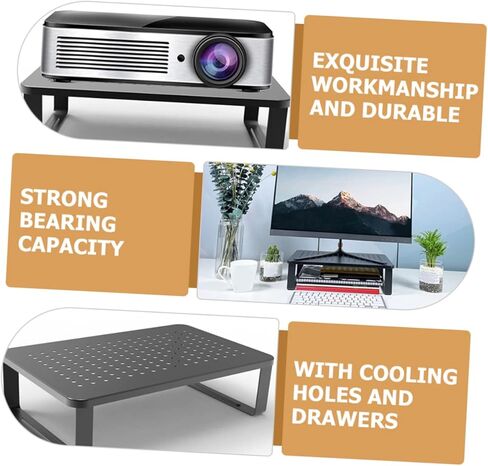 jojofuny Monitor Riser with Ergonomic Laptop Stand for Desk Space-saving Desktop Organizer with Heat Dissipation for Office and Home Use in Saudi Arabia