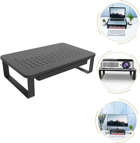 jojofuny Monitor Riser with Ergonomic Laptop Stand for Desk Space-saving Desktop Organizer with Heat Dissipation for Office and Home Use in Saudi Arabia