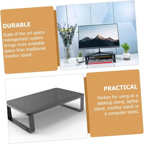 jojofuny Monitor Riser with Ergonomic Laptop Stand for Desk Space-saving Desktop Organizer with Heat Dissipation for Office and Home Use in Saudi Arabia