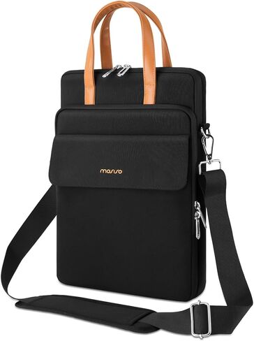 MOSISO 360 Protective Laptop Bag with Shoulder Strap, 13-13.3 inch Computer Bags Compatible with MacBook, HP, Dell, Lenovo, Asus Notebook, Vertical Laptop Shoulder Bag with 3 Pockets & Belt, Black in Saudi Arabia