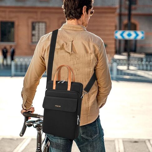 MOSISO 360 Protective Laptop Bag with Shoulder Strap, 13-13.3 inch Computer Bags Compatible with MacBook, HP, Dell, Lenovo, Asus Notebook, Vertical Laptop Shoulder Bag with 3 Pockets & Belt, Black in Saudi Arabia