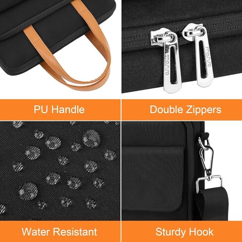 MOSISO 360 Protective Laptop Bag with Shoulder Strap, 13-13.3 inch Computer Bags Compatible with MacBook, HP, Dell, Lenovo, Asus Notebook, Vertical Laptop Shoulder Bag with 3 Pockets & Belt, Black in Saudi Arabia