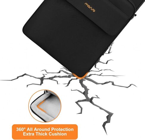 MOSISO 360 Protective Laptop Bag with Shoulder Strap, 13-13.3 inch Computer Bags Compatible with MacBook, HP, Dell, Lenovo, Asus Notebook, Vertical Laptop Shoulder Bag with 3 Pockets & Belt, Black in Saudi Arabia