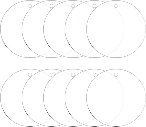 MECCANIXITY Acrylic Keychain Blanks, 6 Inch Round Clear Disc Ornaments with Hole for DIY Keychain, Crafting Vinyl Projects, Tree Decoration, Transparent, Pack of 4 in Saudi Arabia