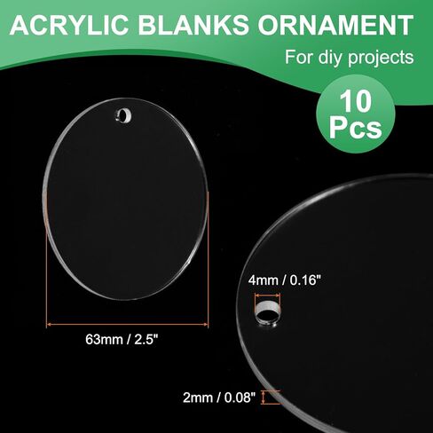 MECCANIXITY Acrylic Keychain Blanks, 6 Inch Round Clear Disc Ornaments with Hole for DIY Keychain, Crafting Vinyl Projects, Tree Decoration, Transparent, Pack of 4 in Saudi Arabia