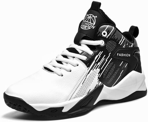 Men's Lace Up Breathable Leather Cushioning Basketball Shoes Fashion High-Top Non-Slip Sneakers Casual for Gym Sports Tennis Jogging Running Walking in Saudi Arabia